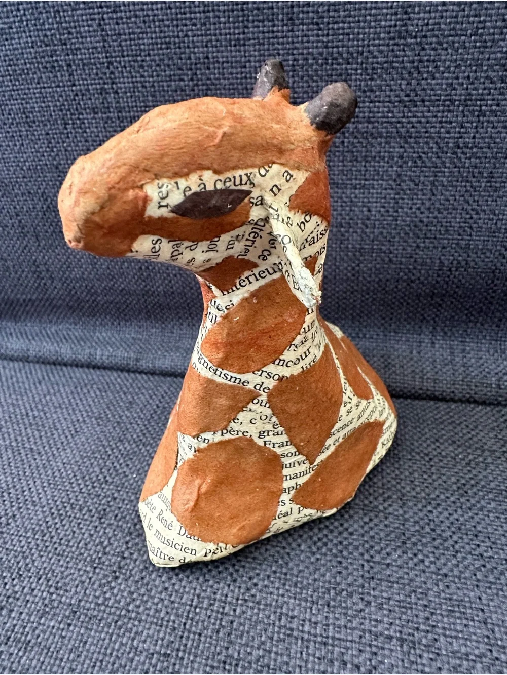 CB2 Paper-Mâché Safari Animal 4 piece Set - Newspaper Printed Animal Ornaments